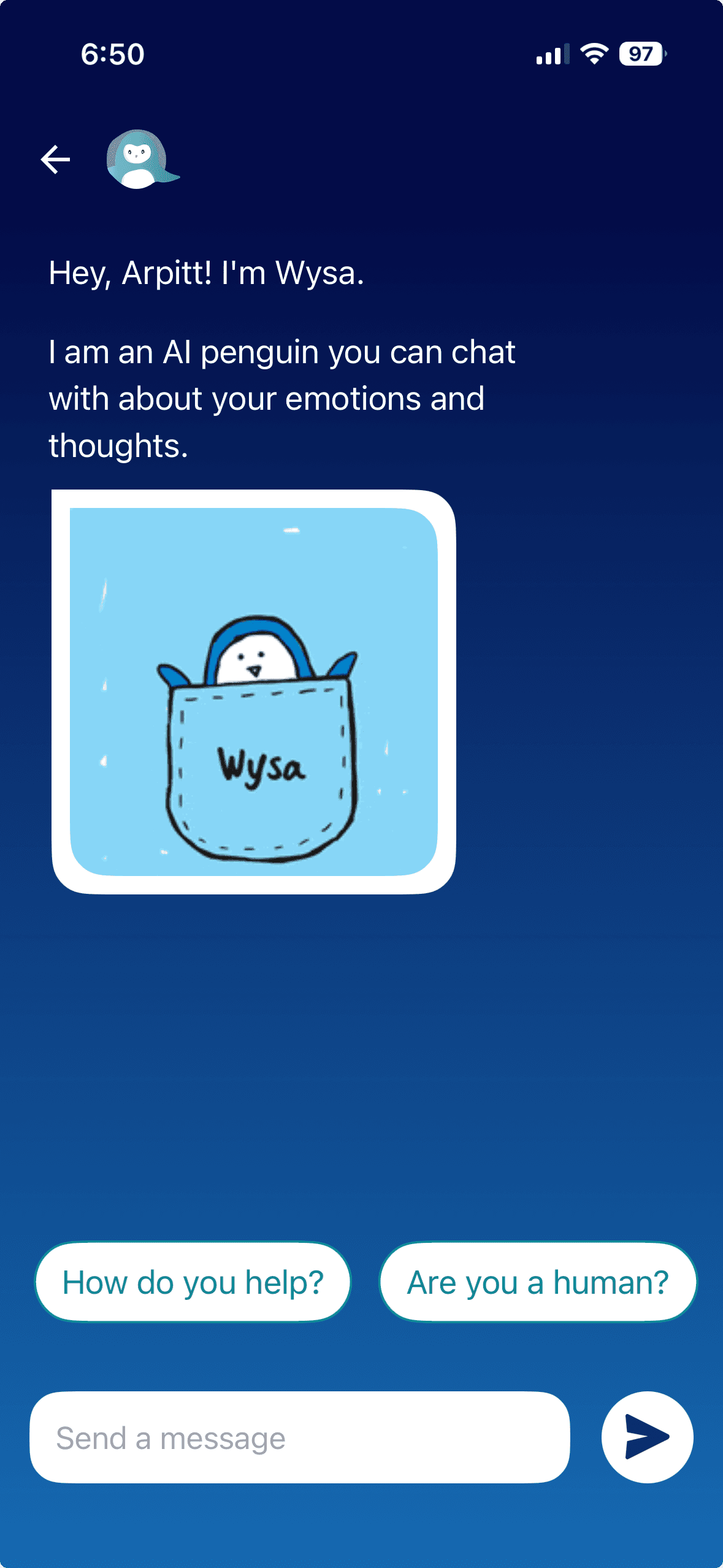 Wysa mobile — patient flow