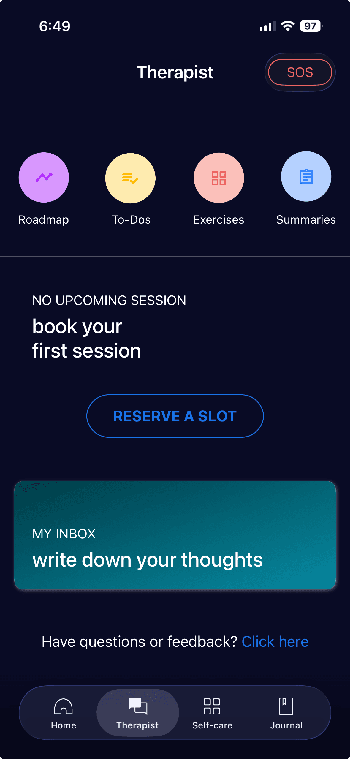 Wysa mobile — exercises